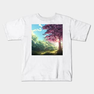 Sakura in Sunlit Forest Kids T-Shirt